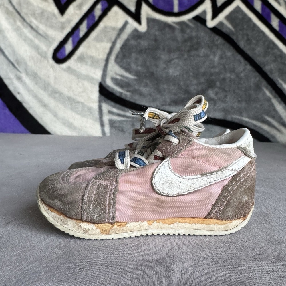 Size 3c - 1985 80's OG Nike Scoots Cortez Bruins Gray Suede White Pink